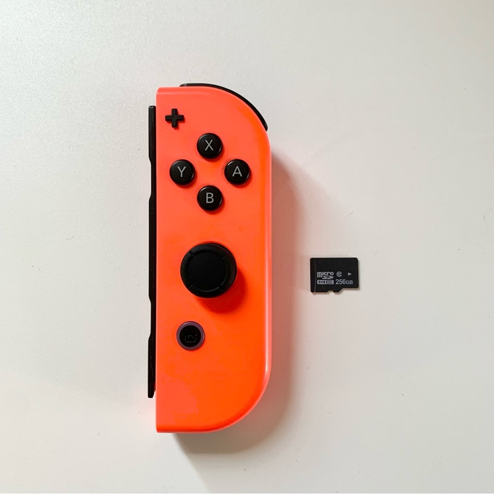 Nintendo Switch OEM Joy Con Neon Red Right Controller with SD Card 256 GB